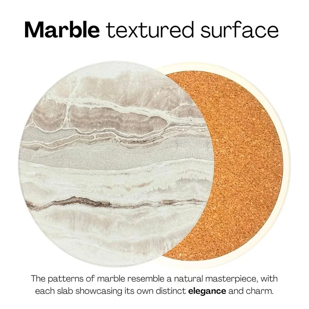 Moon Style Ceramic Coasters Set of 6 Absorbent Drink Coasters with Holder‎